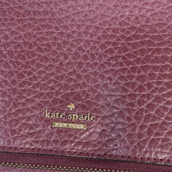 KATE SPACE NEW YORK Deep Burgundy Pebble Leather Shoulder Bag Great Condition - Picture 4 of 15